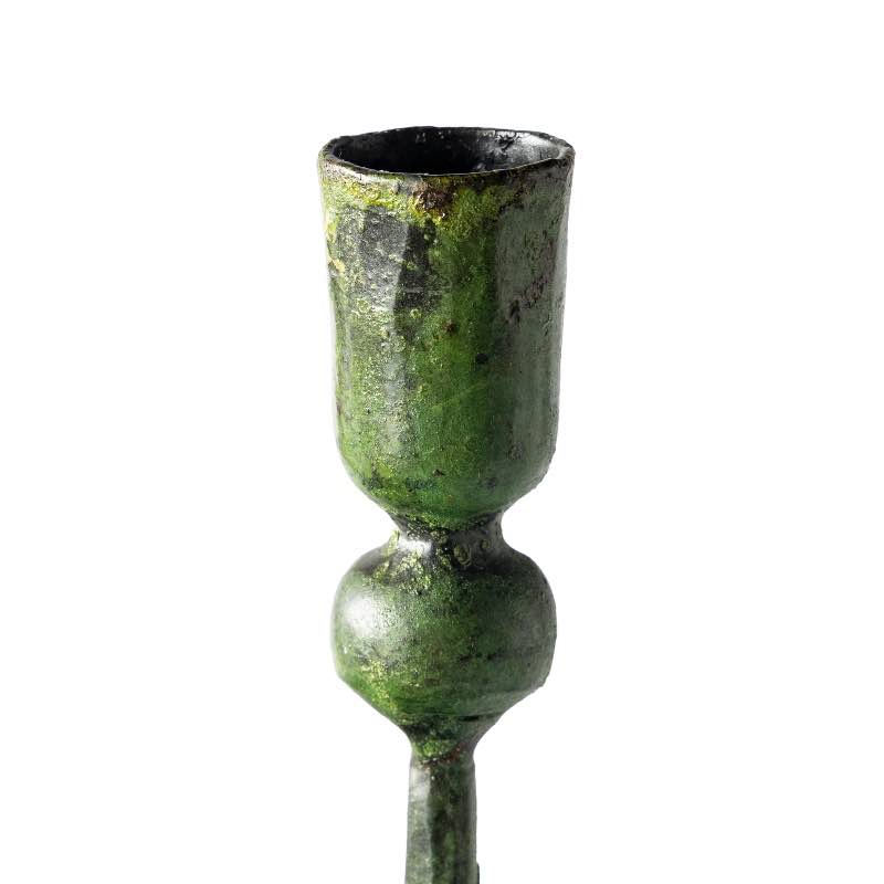 Forged Iron Green Patina Taper Candle Holders