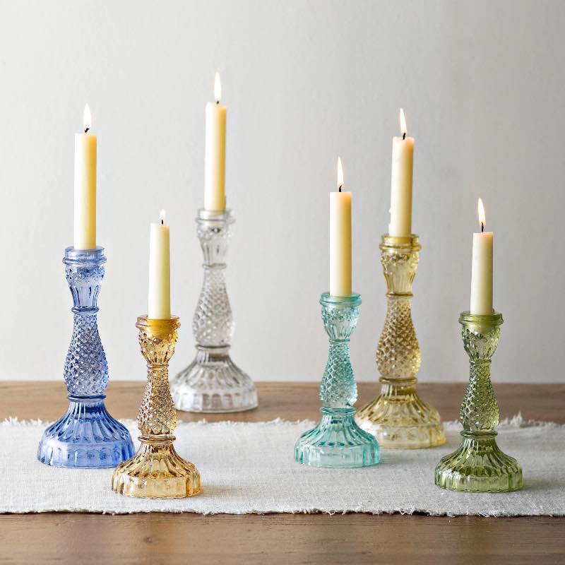 Colorful Glass Taper Candle Holders