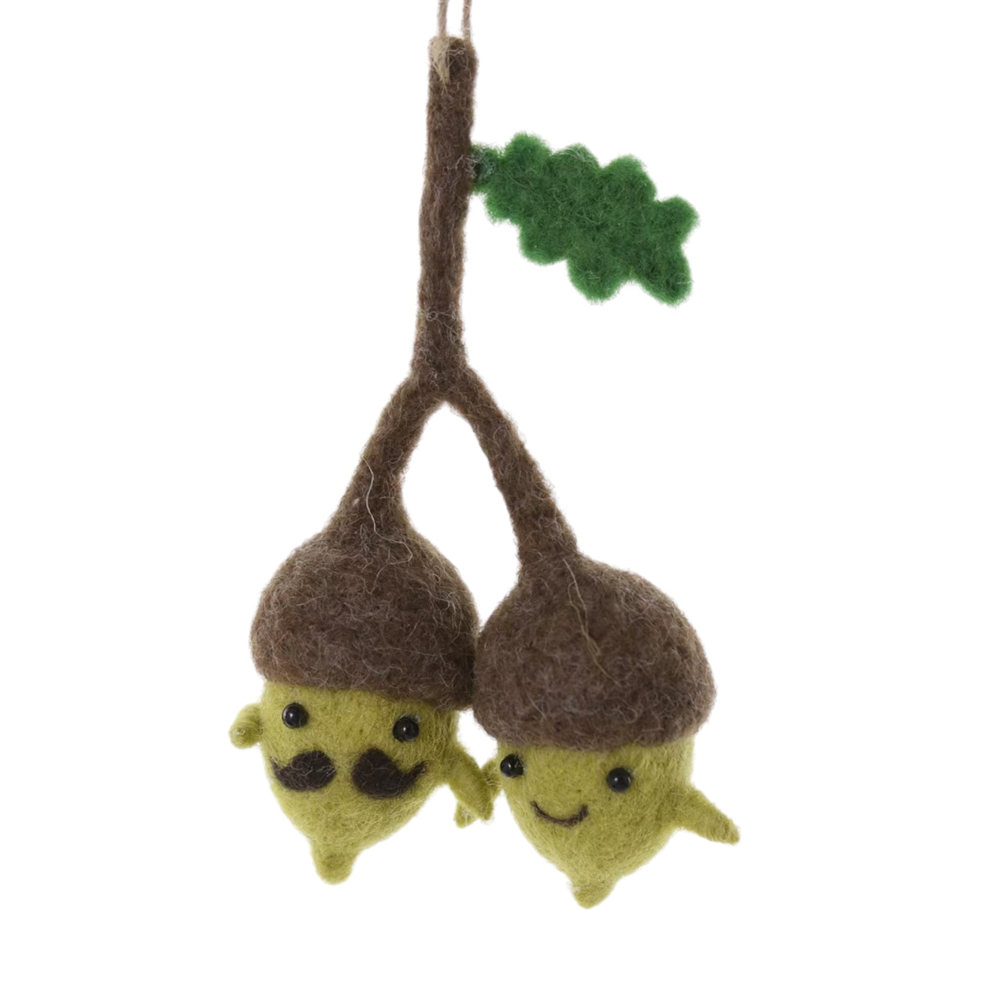 Wool Felt Acorns in Love Christmas Ornament