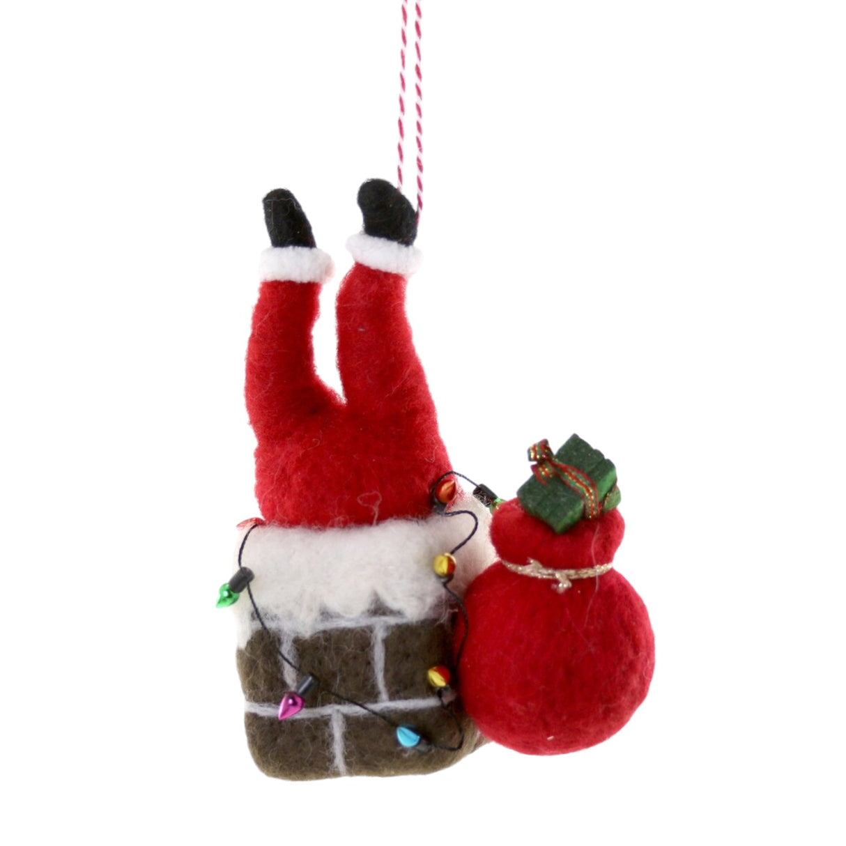 Santa is Stuck! Wool Felt Christmas Ornament