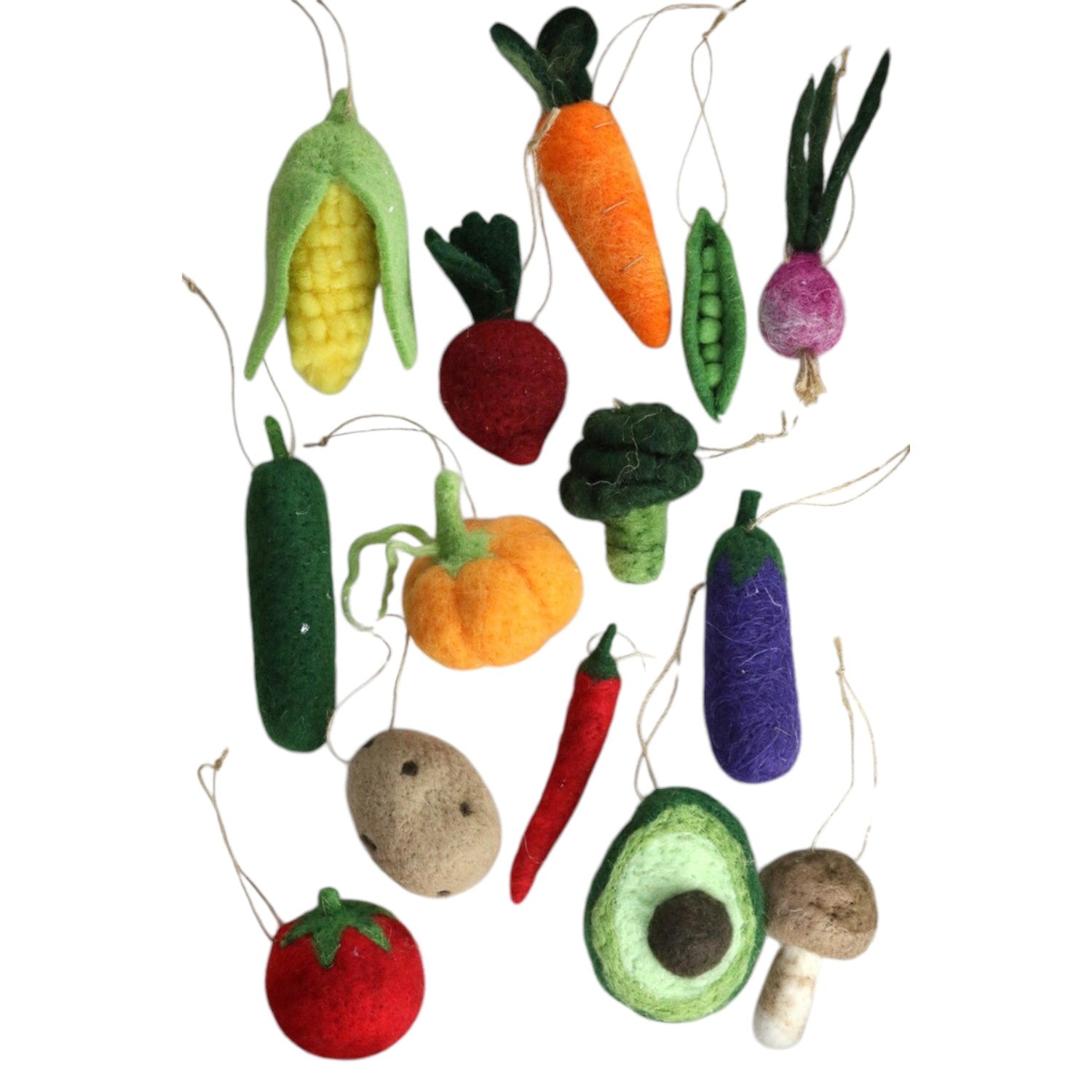 Wool Felt Vegetable Christmas Ornaments