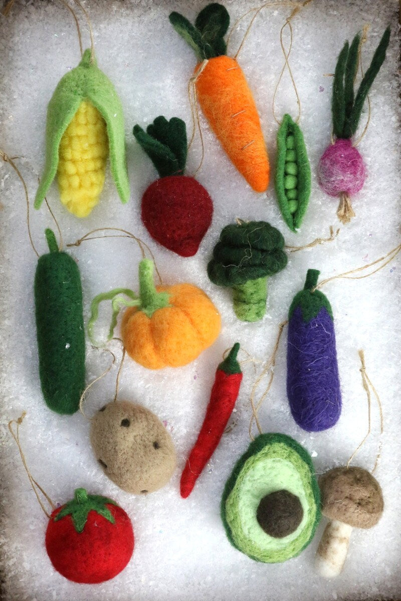 Wool Felt Vegetable Christmas Ornaments - Thumbnail 2