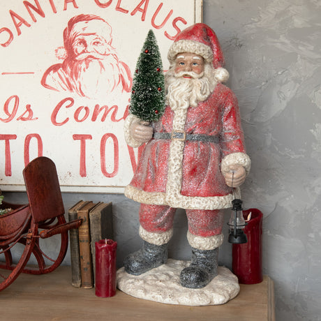 Vintage-Inspired Santa with Lantern & Bottle Brush Tree