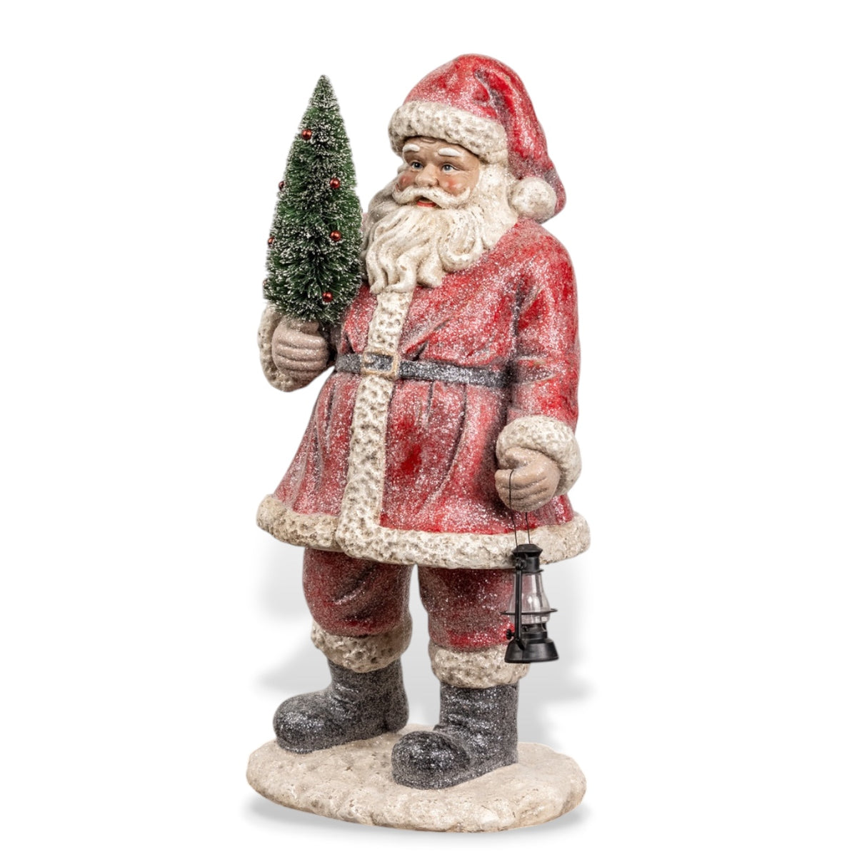 Vintage-Inspired Santa with Lantern & Bottle Brush Tree