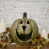 Green Big Mouth Jack O'Lantern Resin Mache Pumpkins