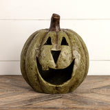 Green Big Mouth Jack O'Lantern Resin Mache Pumpkins