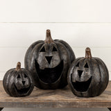Black Big Mouth Jack O'Lantern Resin Mache Pumpkins