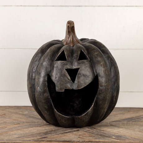Black Big Mouth Jack O'Lantern Resin Mache Pumpkins