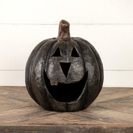 Black Big Mouth Jack O'Lantern Resin Mache Pumpkins