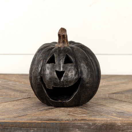 Black Big Mouth Jack O'Lantern Resin Mache Pumpkins