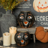 Vintage-Inspired Black Resin Mache Jack-O-Lantern Choir Boy Candy Buckets