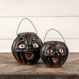 Vintage-Inspired Black Resin Mache Jack-O-Lantern Choir Boy Candy Buckets