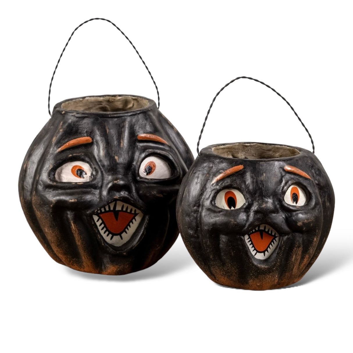 black paper mache vintage candy buckets by ragon house