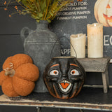 Vintage-Inspired Black Resin Mache Jack-O-Lantern Choir Boy Candy Buckets