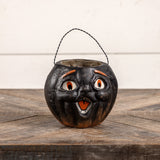 Vintage-Inspired Black Resin Mache Jack-O-Lantern Choir Boy Candy Buckets