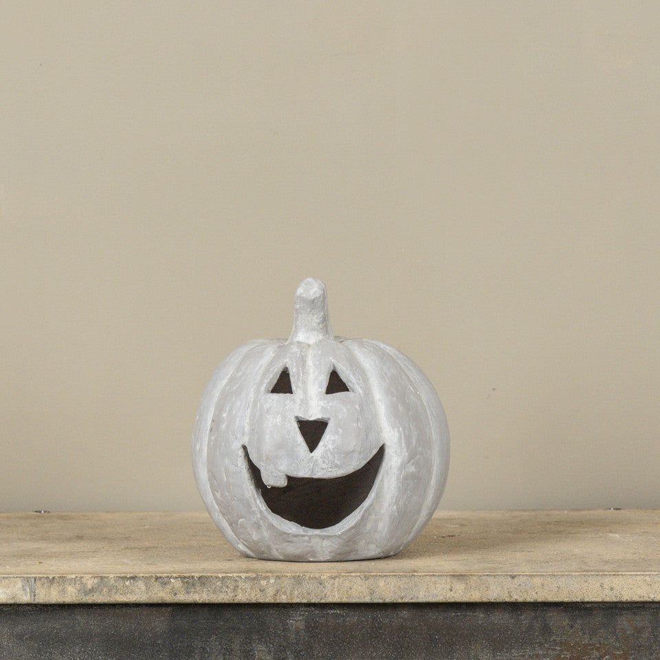 Grey Big Mouth Jack O'Lantern Resin Mache Pumpkin