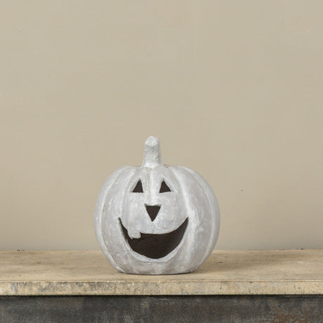 Grey Big Mouth Jack O'Lantern Resin Mache Pumpkin