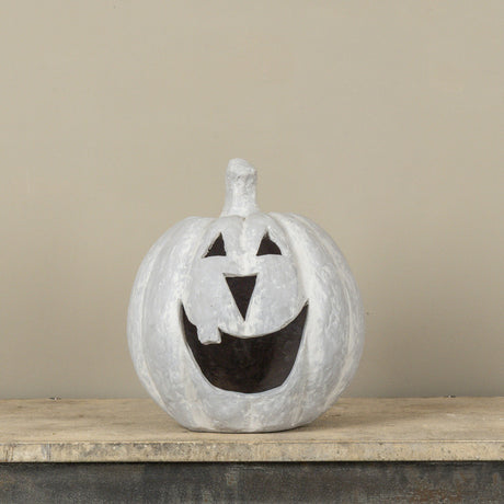 Grey Big Mouth Jack O'Lantern Resin Mache Pumpkin
