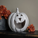 Grey Big Mouth Jack O'Lantern Resin Mache Pumpkin