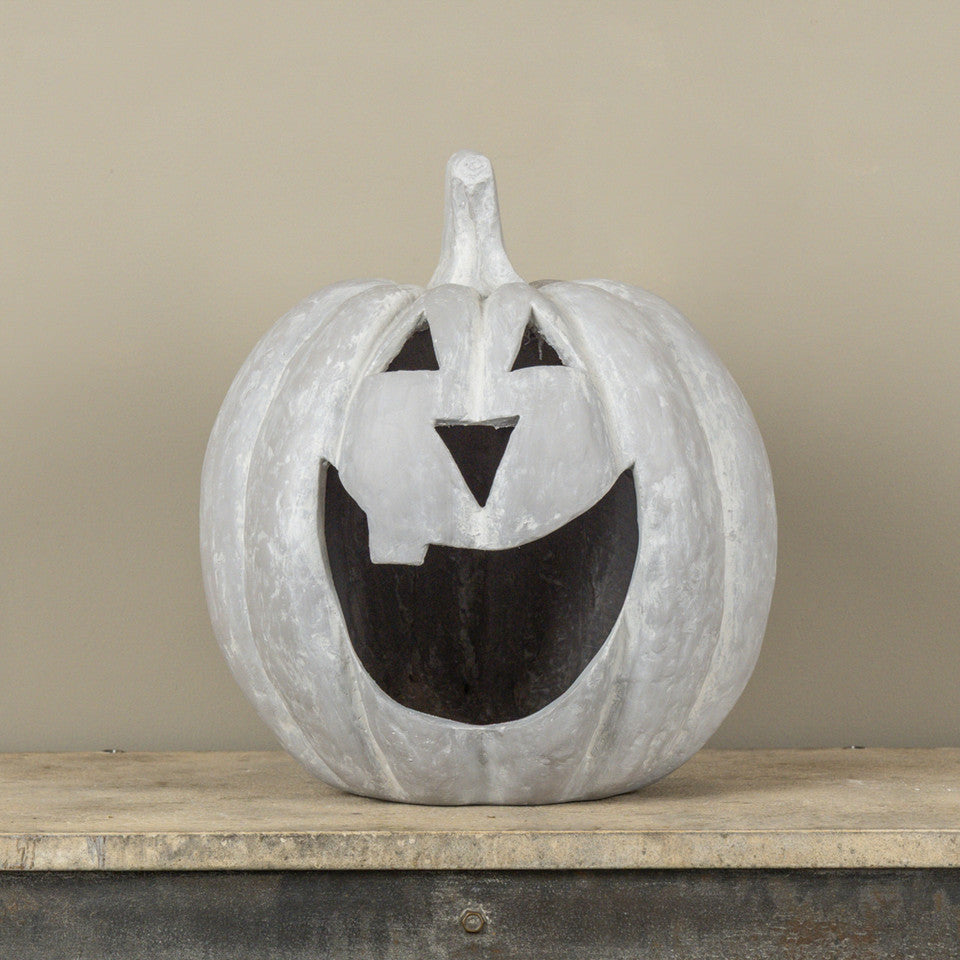 Grey Big Mouth Jack O'Lantern Resin Mache Pumpkin