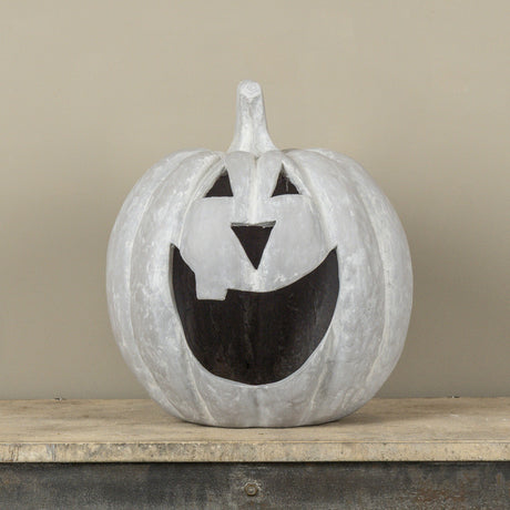 Grey Big Mouth Jack O'Lantern Resin Mache Pumpkin