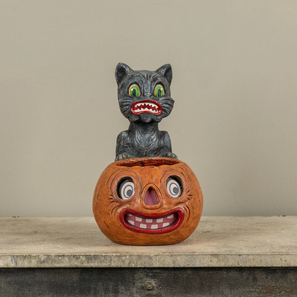 Crazy Cat with Jack-O'-Lantern Candy Bucket