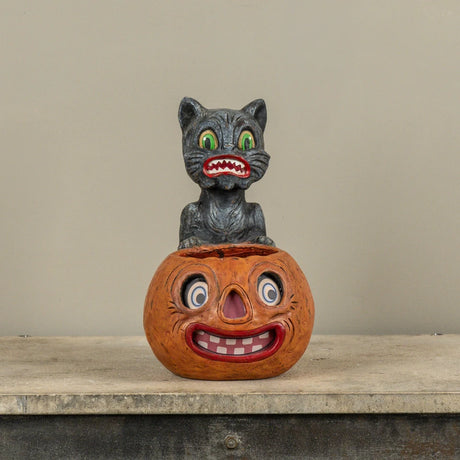 Crazy Cat with Jack-O'-Lantern Candy Bucket