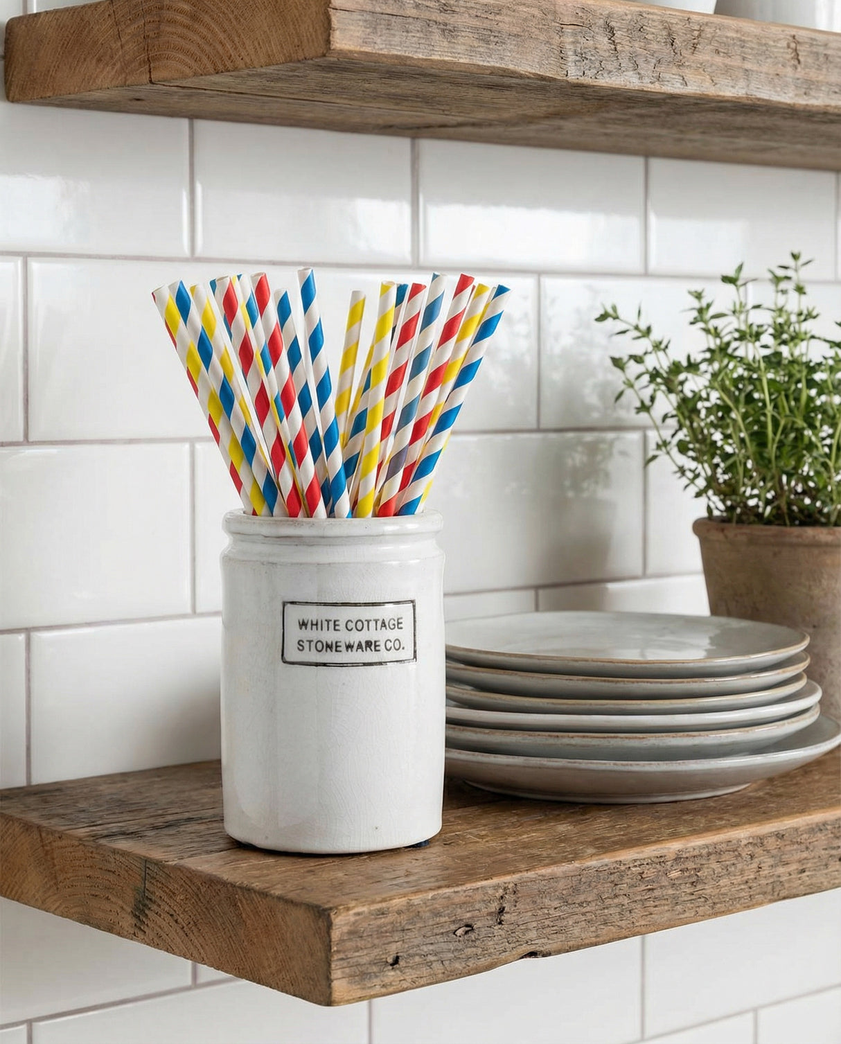 White Cottage Half Pint Ceramic Crock