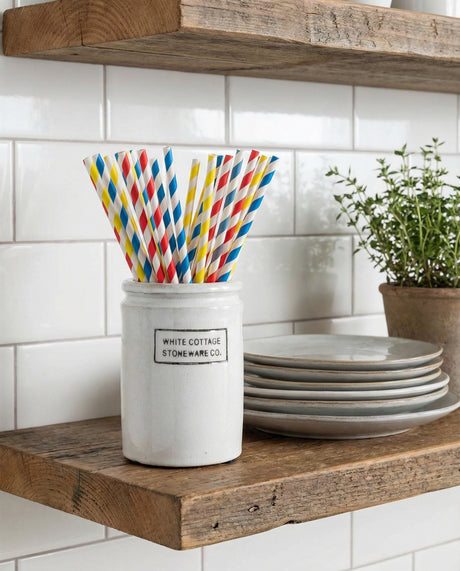 White Cottage Half Pint Ceramic Crock