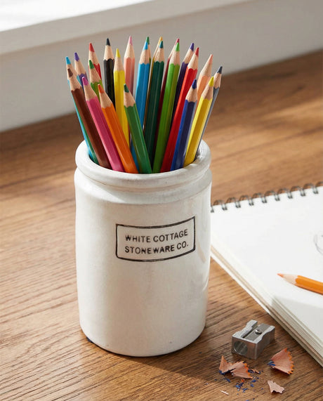 White Cottage Half Pint Ceramic Crock