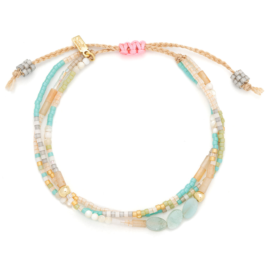 Mixed Media Beaded String Bracelet | Courage/Amazonite/Gold