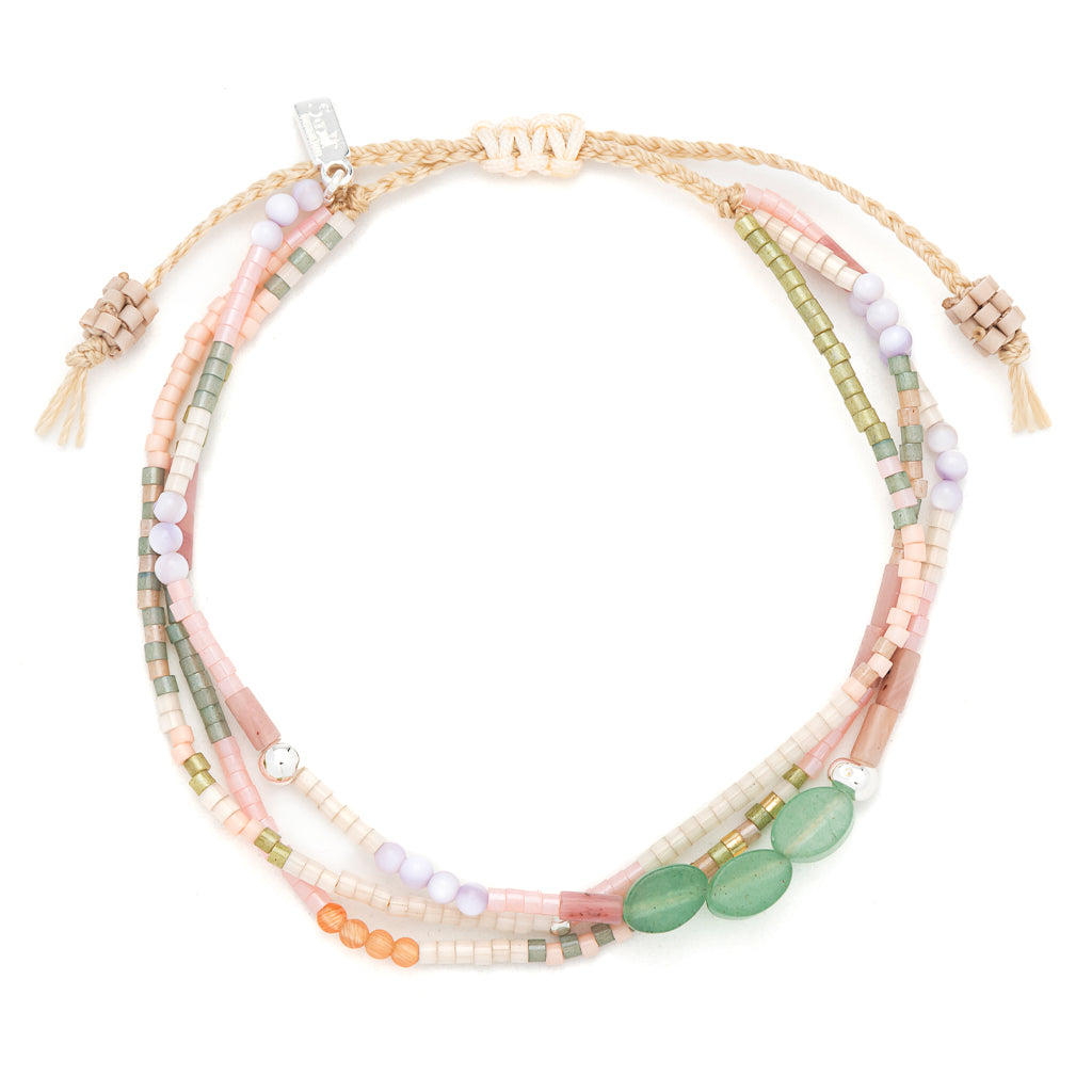 Mixed Media Beaded String Bracelet | Optimism/Green Aventurine/Silver