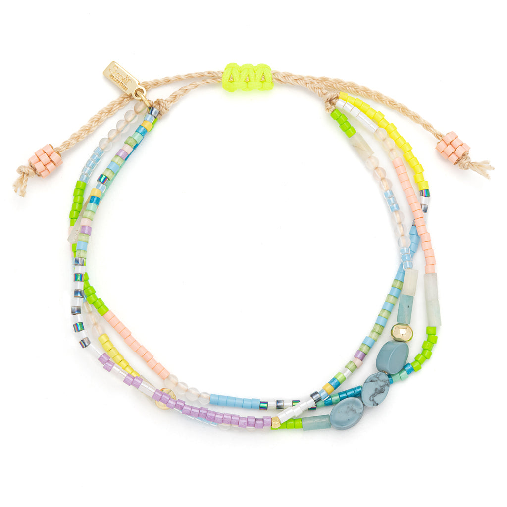 Mixed Media Beaded String Bracelet | Harmony/Blue Howlite/Gold