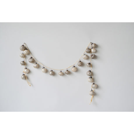 Mercury Glass Ornament Garland with Velvet Ribbon