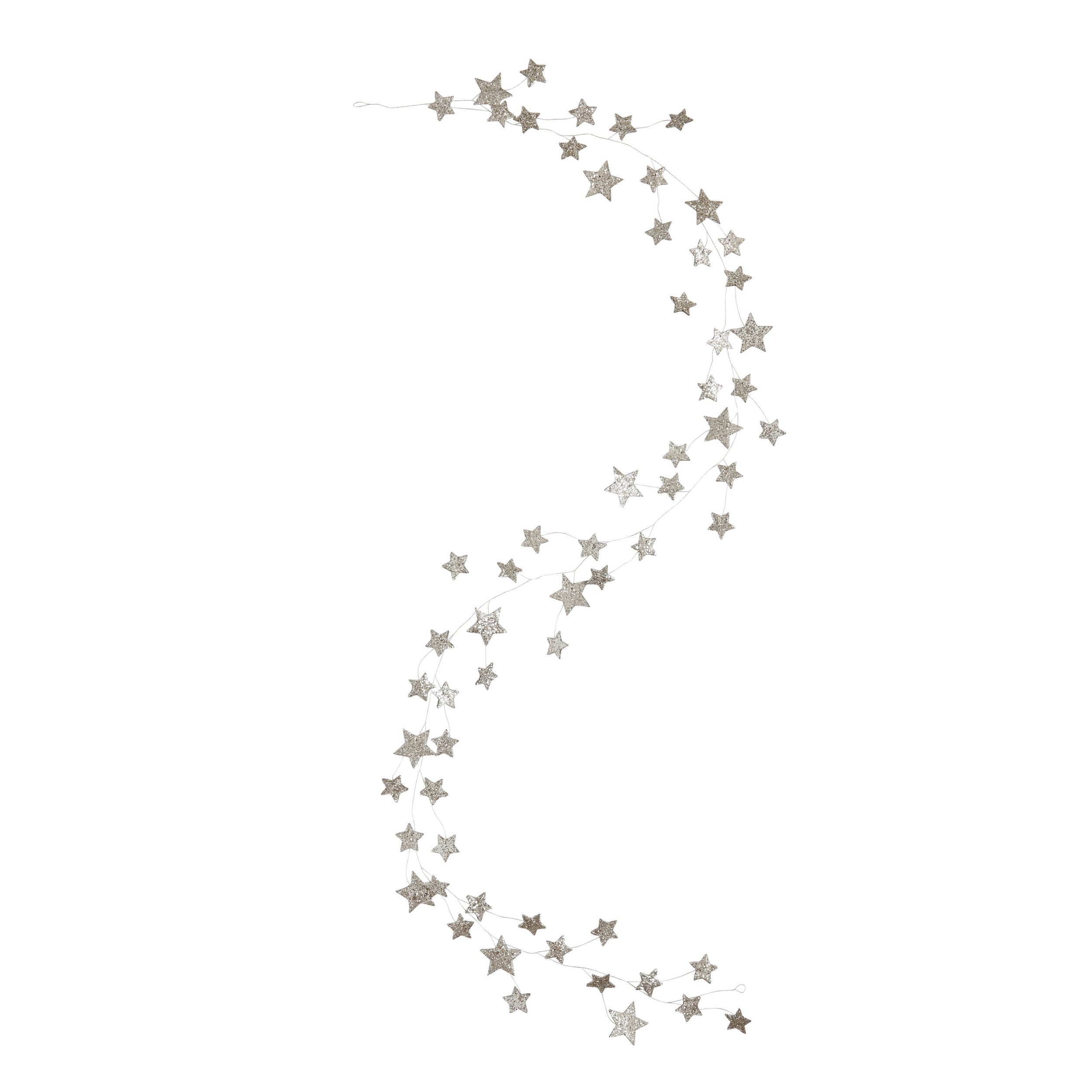 Silver Glitter Paper Star Garland - Thumbnail 2