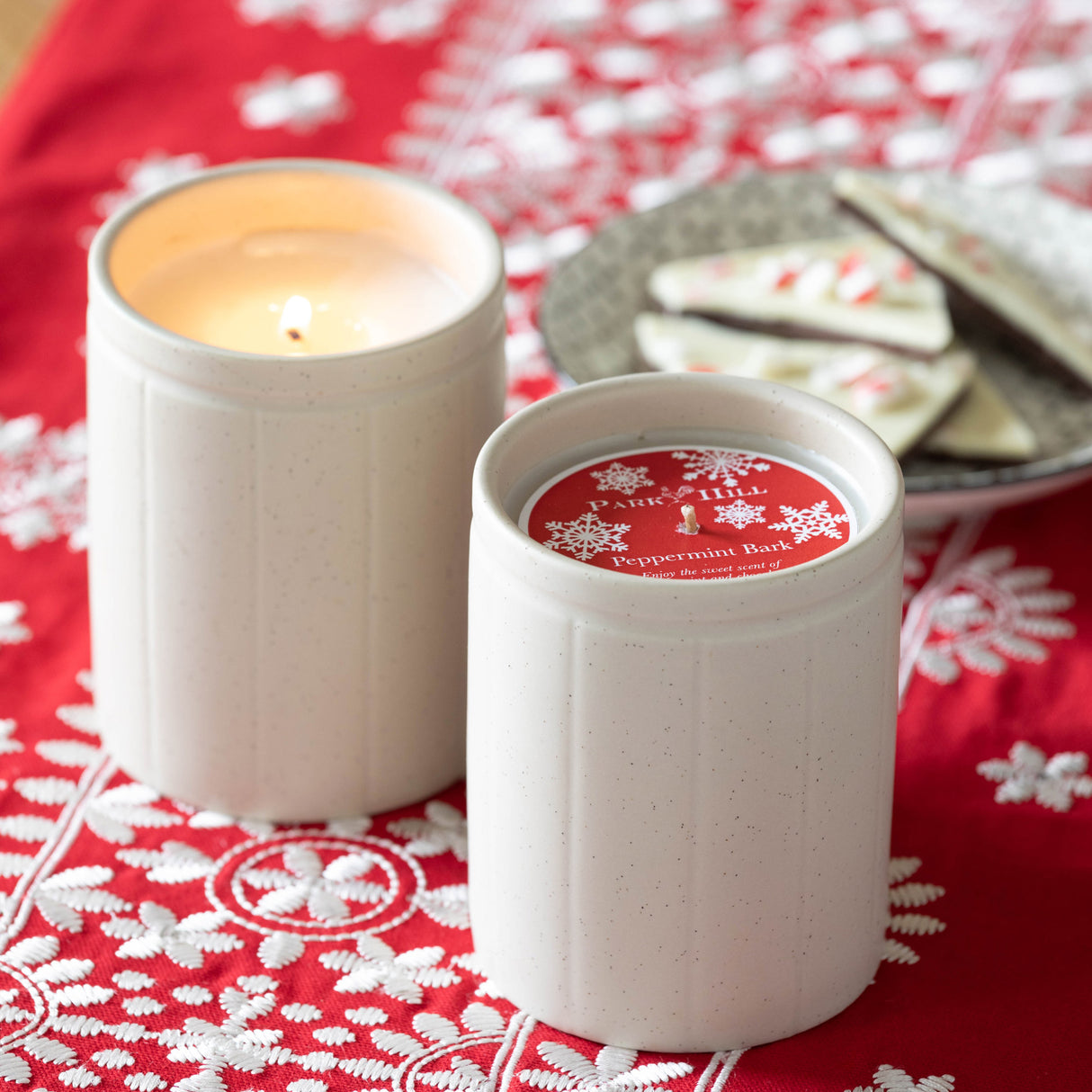 Peppermint Bark Natural Crock Candle