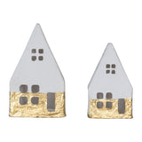 Handmade Paper Mache A-Frame Houses with Gold Foil