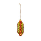 Hand-Painted Glass Hot Dog Ornament with Glitter