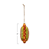 Hand-Painted Glass Hot Dog Ornament with Glitter