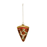 Hand-Painted Glass Pizza Slice Ornament with Glitter