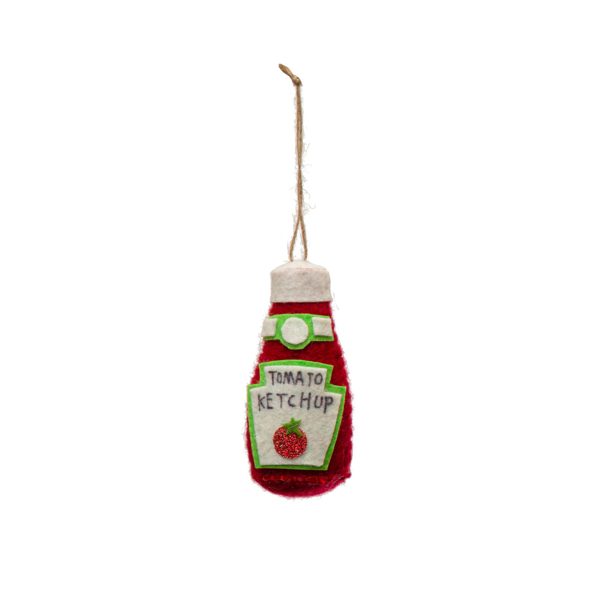 Handmade Fabric Wool Ketchup Bottle with Glitter