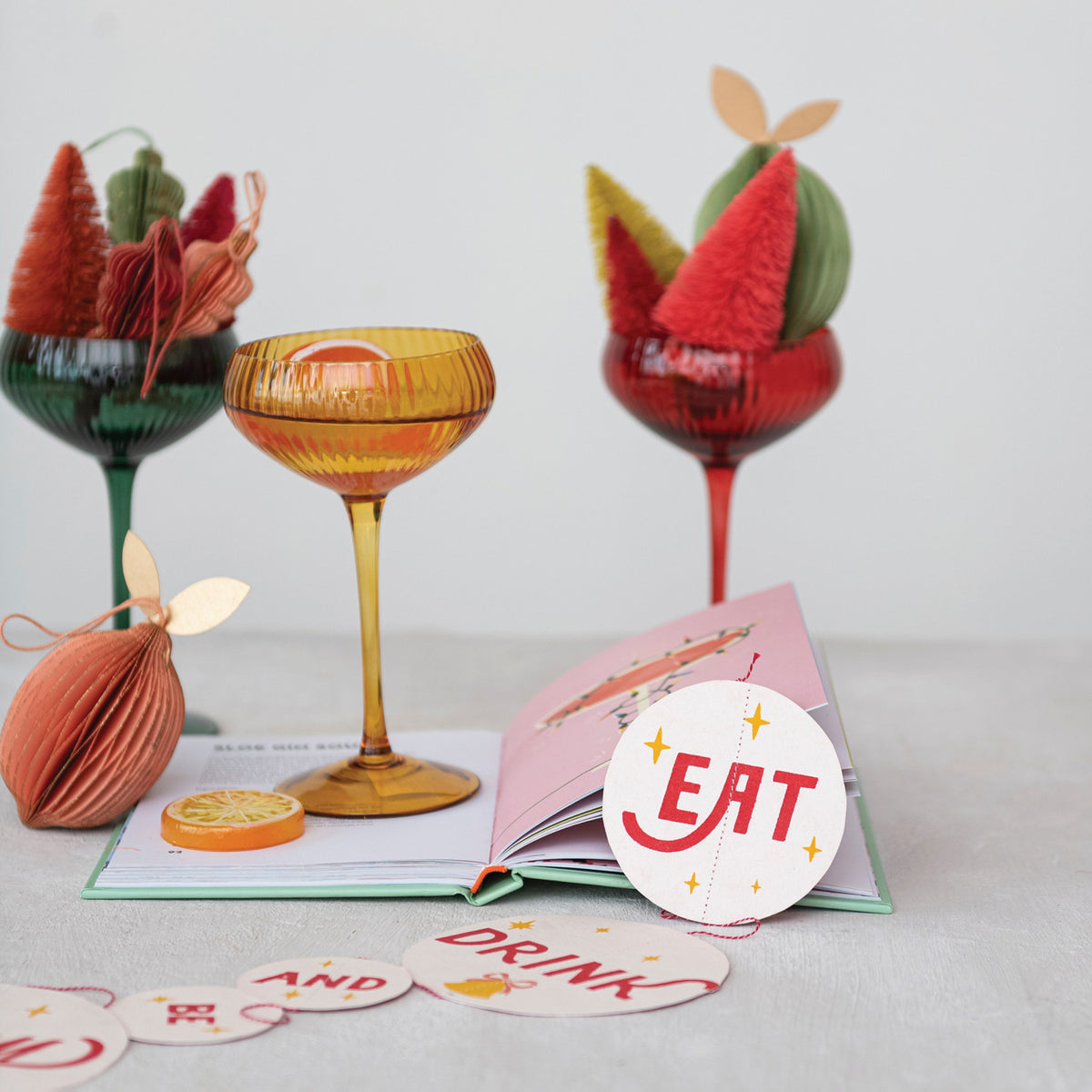 Christmas Fluted Stemmed Coupe Glass