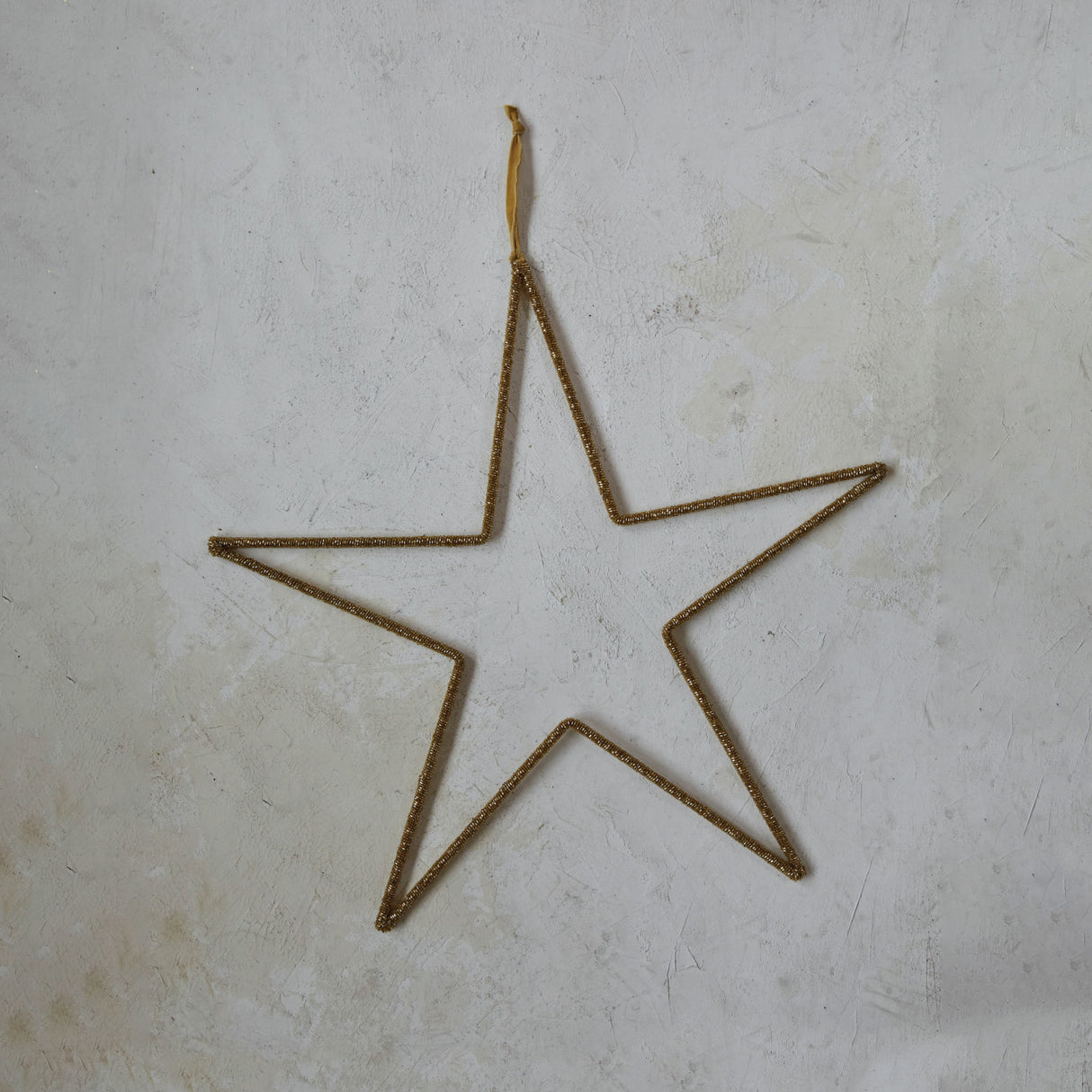 Gold Beaded Hanging Star with Velvet Ribbon