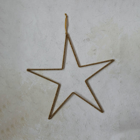 Gold Beaded Hanging Star with Velvet Ribbon