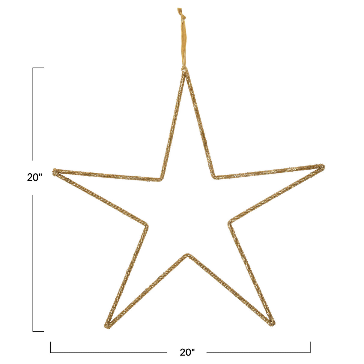 Gold Beaded Hanging Star with Velvet Ribbon
