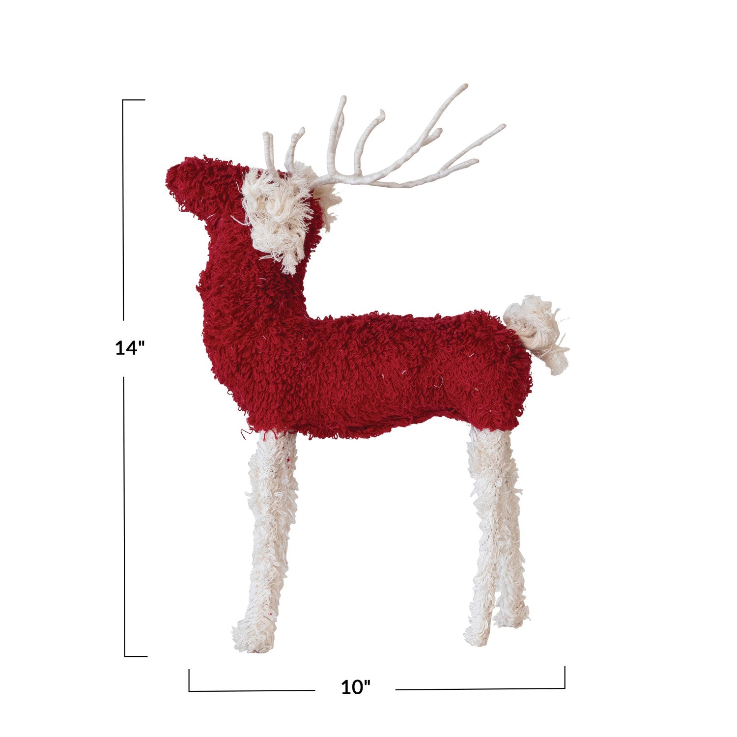 Red & White Bouclé Cotton Knit & Wire Reindeer - Thumbnail 5