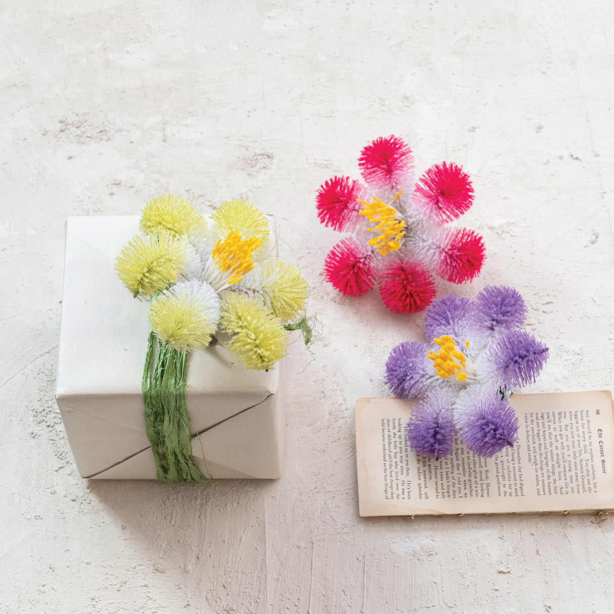 Flocked Bottle Brush Flower Clip-on Ornaments