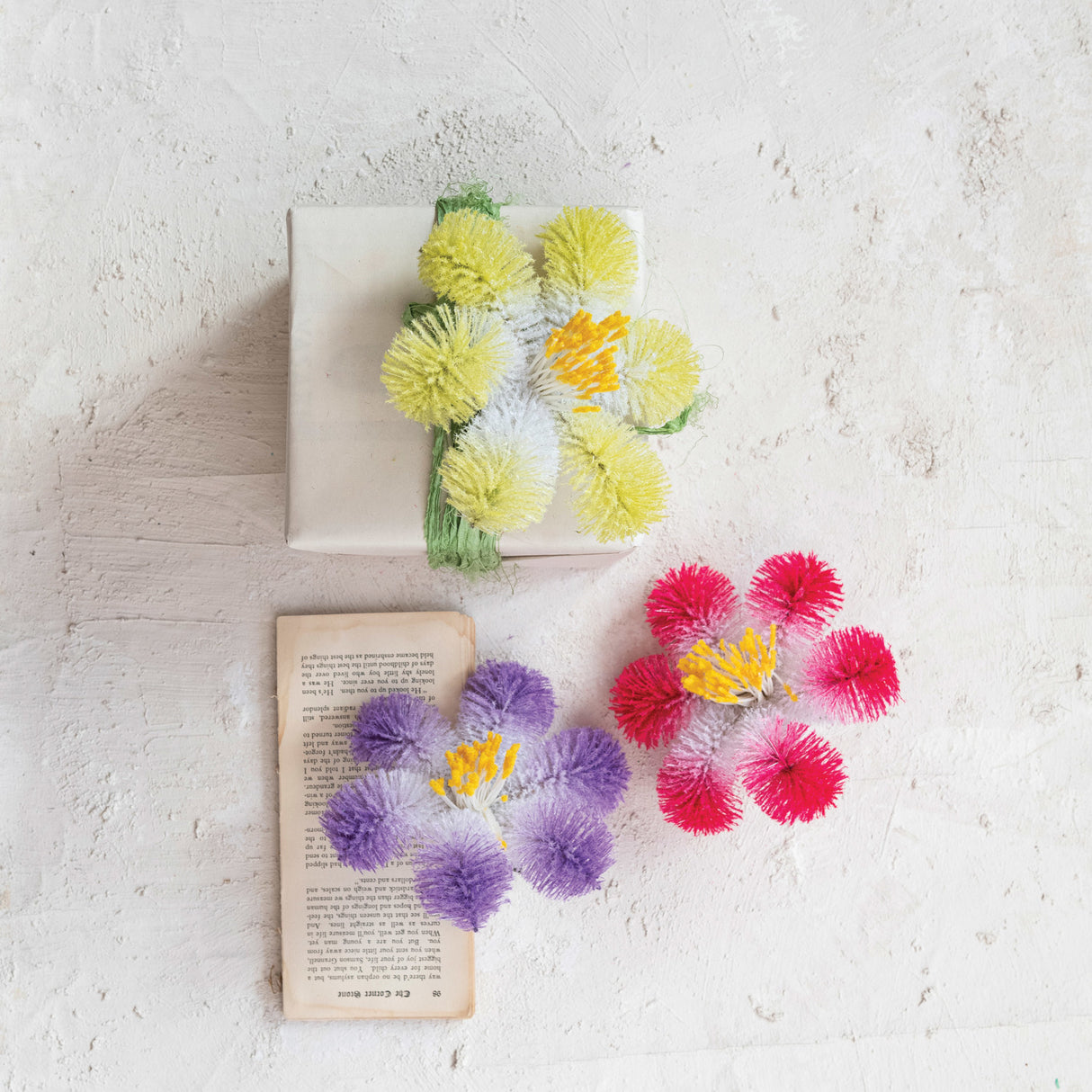 Flocked Bottle Brush Flower Clip-on Ornaments