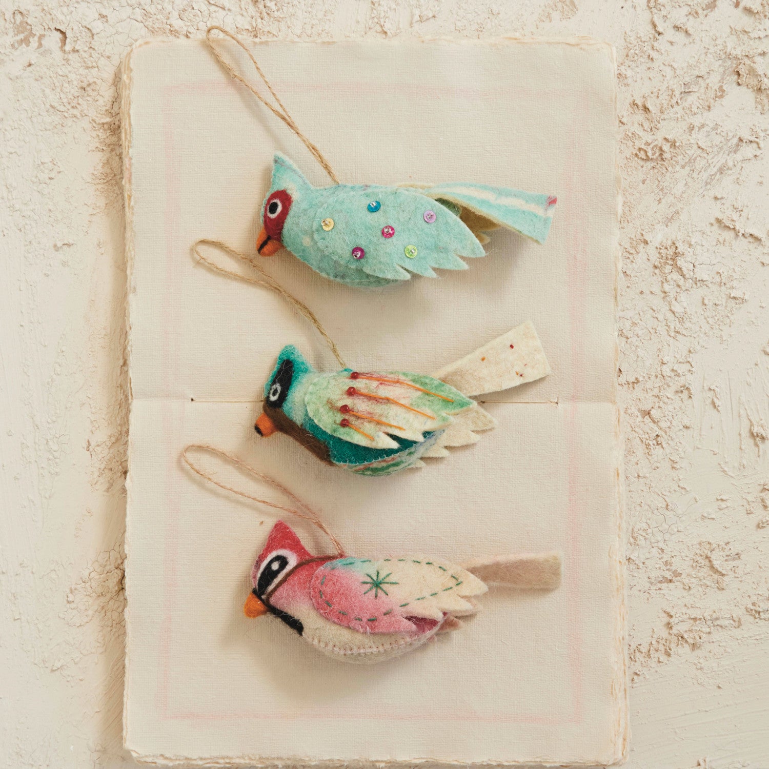 Handmade Wool Felt Bird Ornaments