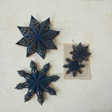 Navy & Gold Recycled Paper Snowflake Ornaments